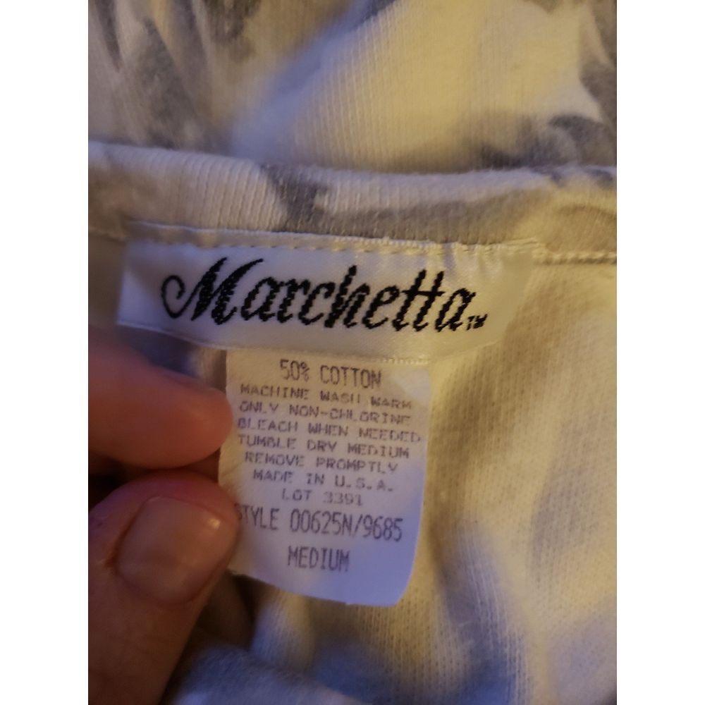 90s White and Gray Rose Print‎ Sleeveless Top - Picture 4 of 4